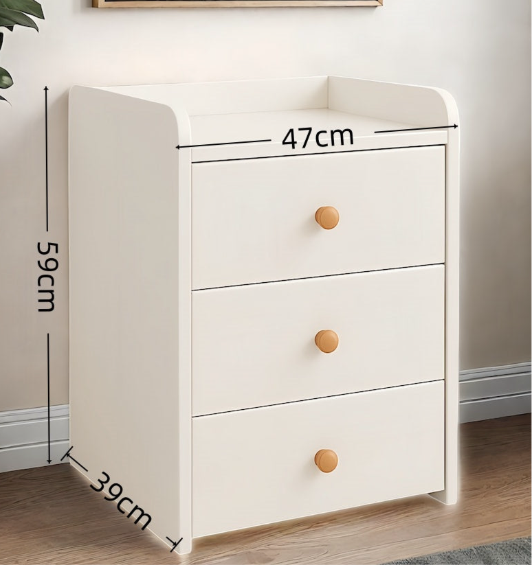 Triple Drawer Bedside Table | White