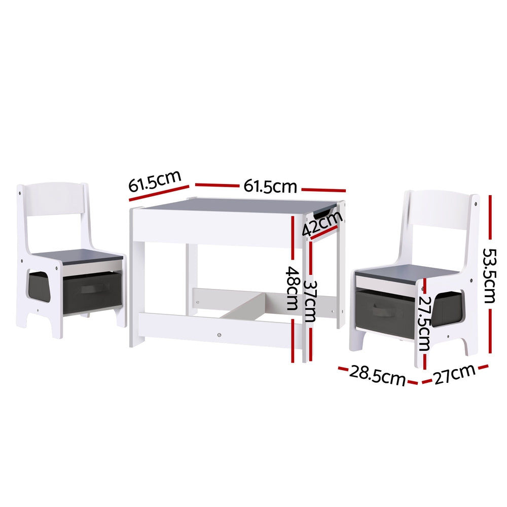 Children’s Storage Table and Chairs Set | Grey