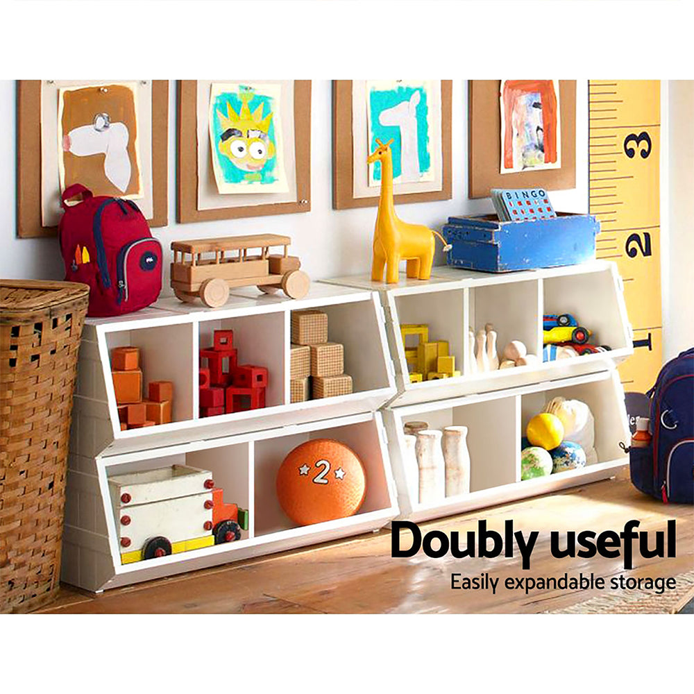 Keezi Kids Stackable Storage Organise | White