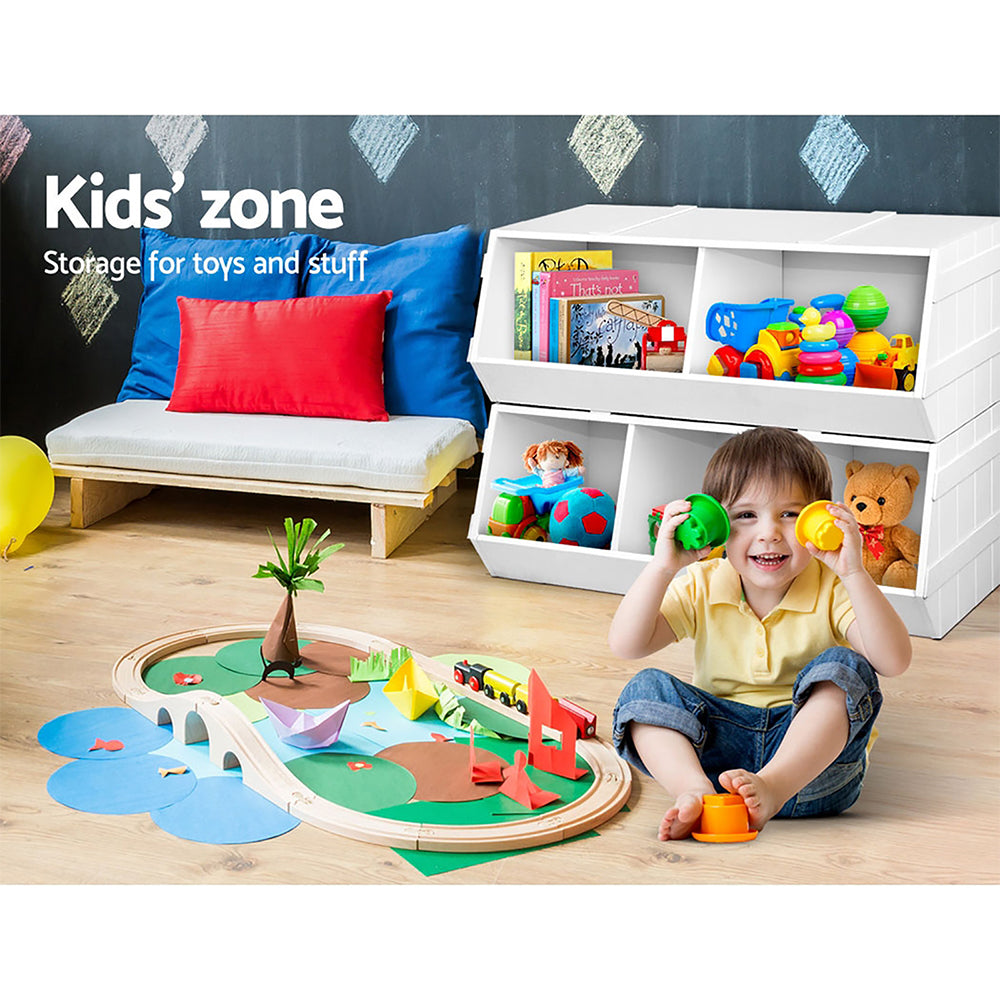 Keezi Kids Stackable Storage Organise | White