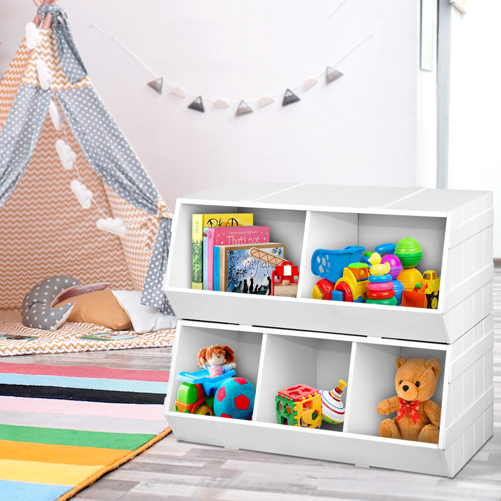 Keezi Kids Stackable Storage Organise | White