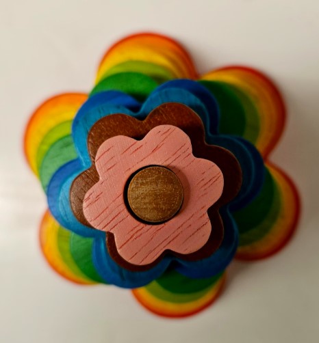 Wooden Rainbow Flower Stacker