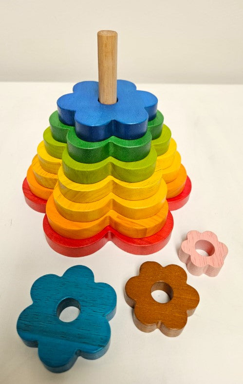 Wooden Rainbow Flower Stacker