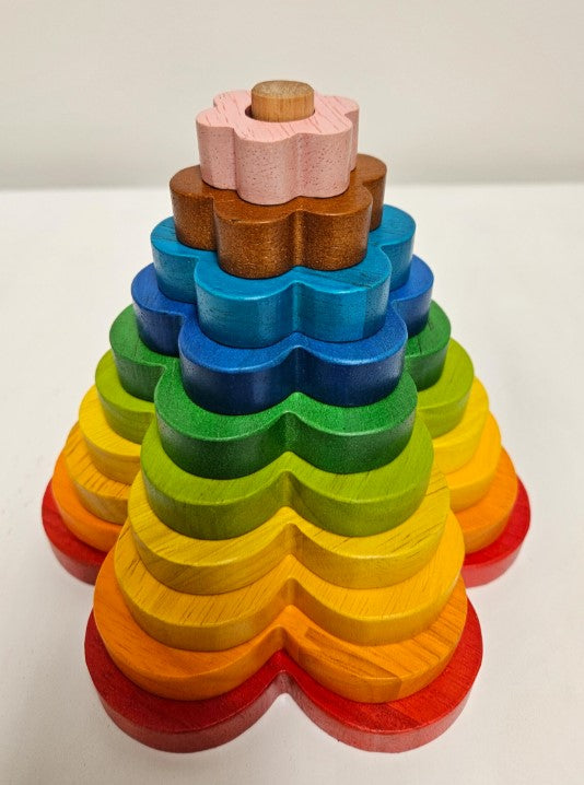 Wooden Rainbow Flower Stacker