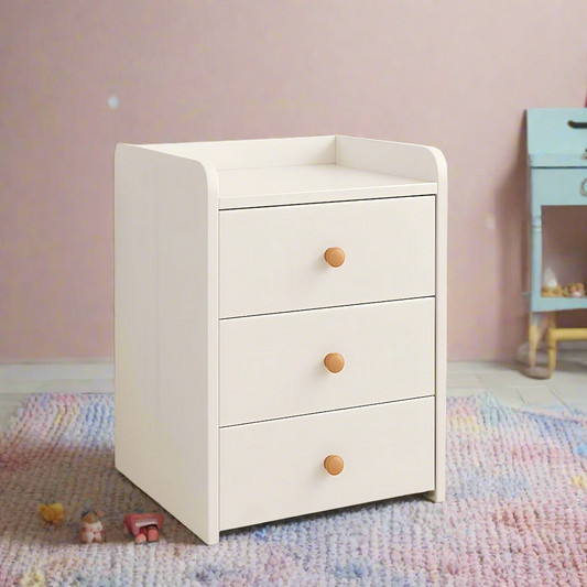 Triple Drawer Bedside Table | White