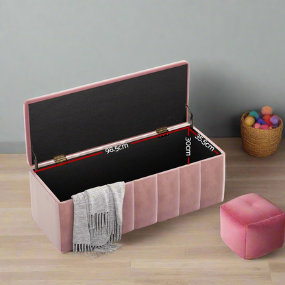 Velvet Pink Storage Ottoman