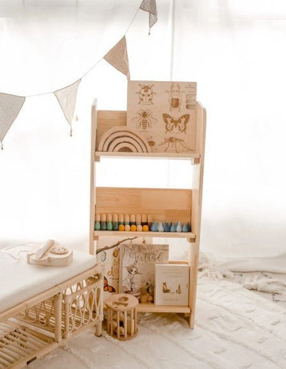 3 - Tier Wooden Bookshelf - Daughters Room