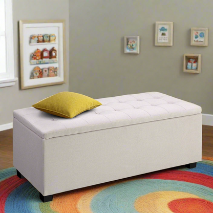 Premium Beige Linen Ottoman