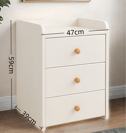 Triple Drawer Bedside Table | White