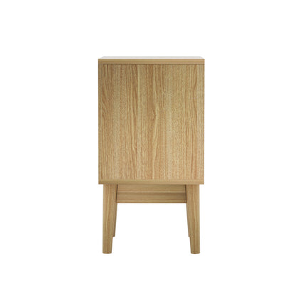 Rattan Single Drawer Bedside Table - Oak