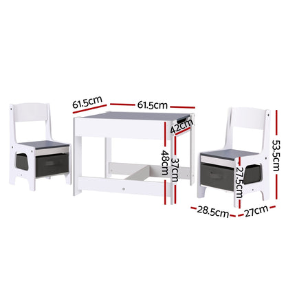Children’s Storage Table and Chairs Set | Grey