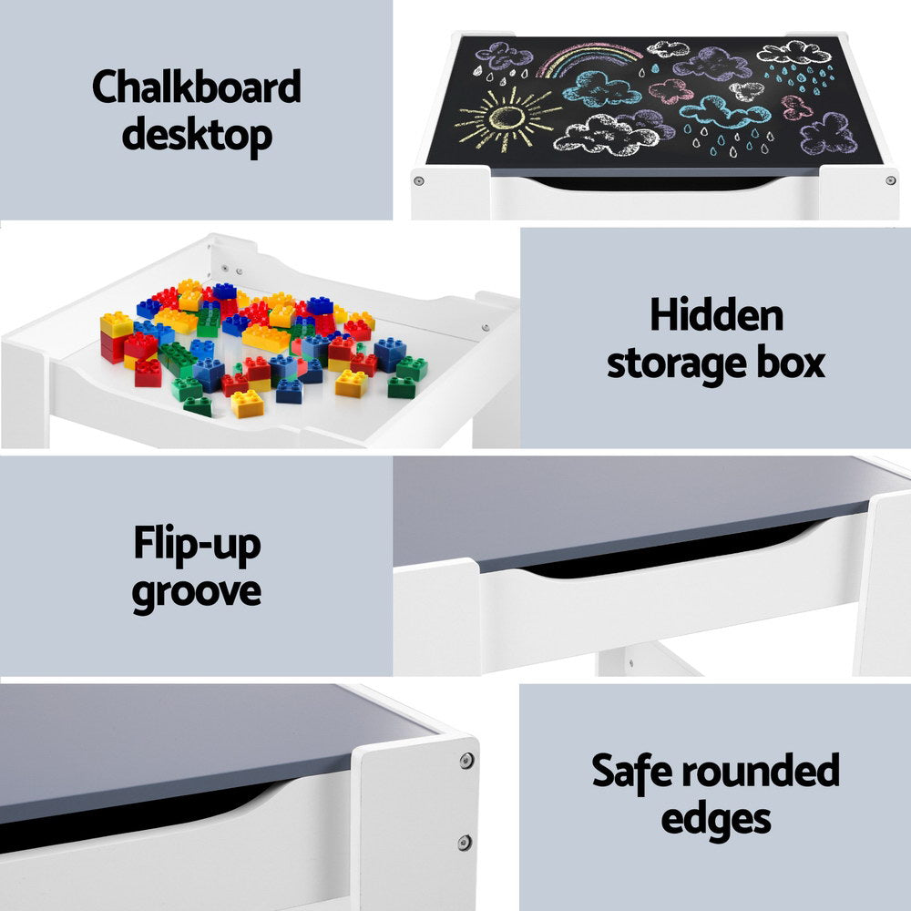 Children’s Storage Table and Chairs Set | Grey