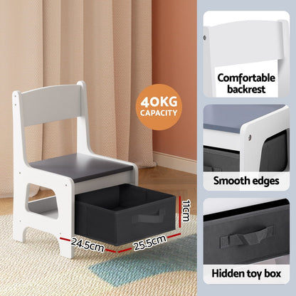 Children’s Storage Table and Chairs Set | Grey