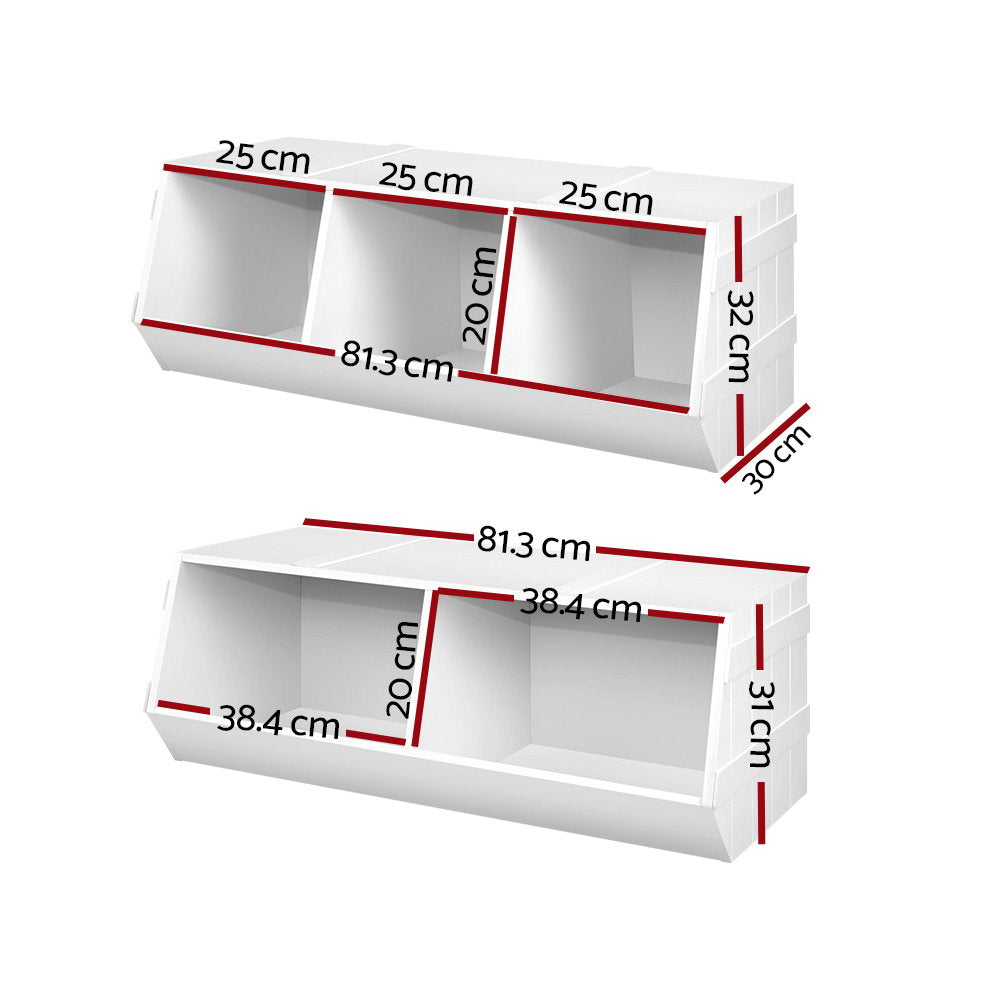 Keezi Kids Stackable Storage Organise | White