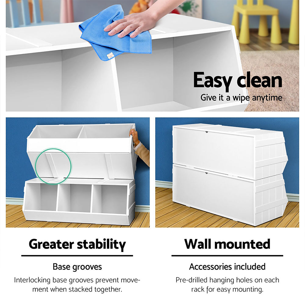 Keezi Kids Stackable Storage Organise | White