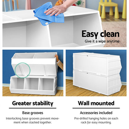 Keezi Kids Stackable Storage Organise | White