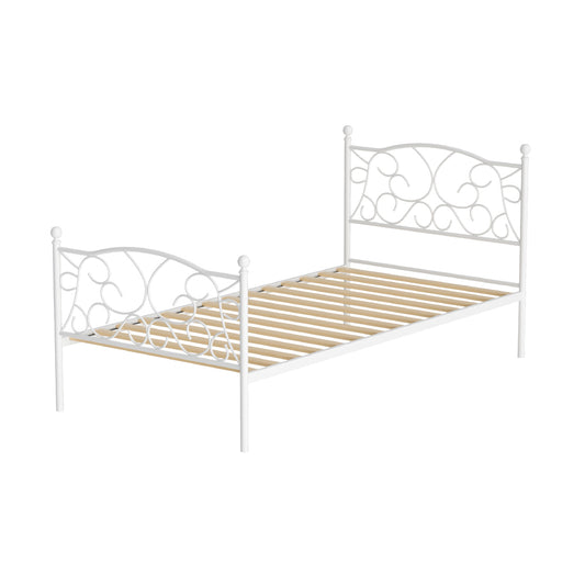 Artiss White Metal Bed Frame - Single