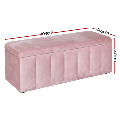 Velvet Pink Storage Ottoman