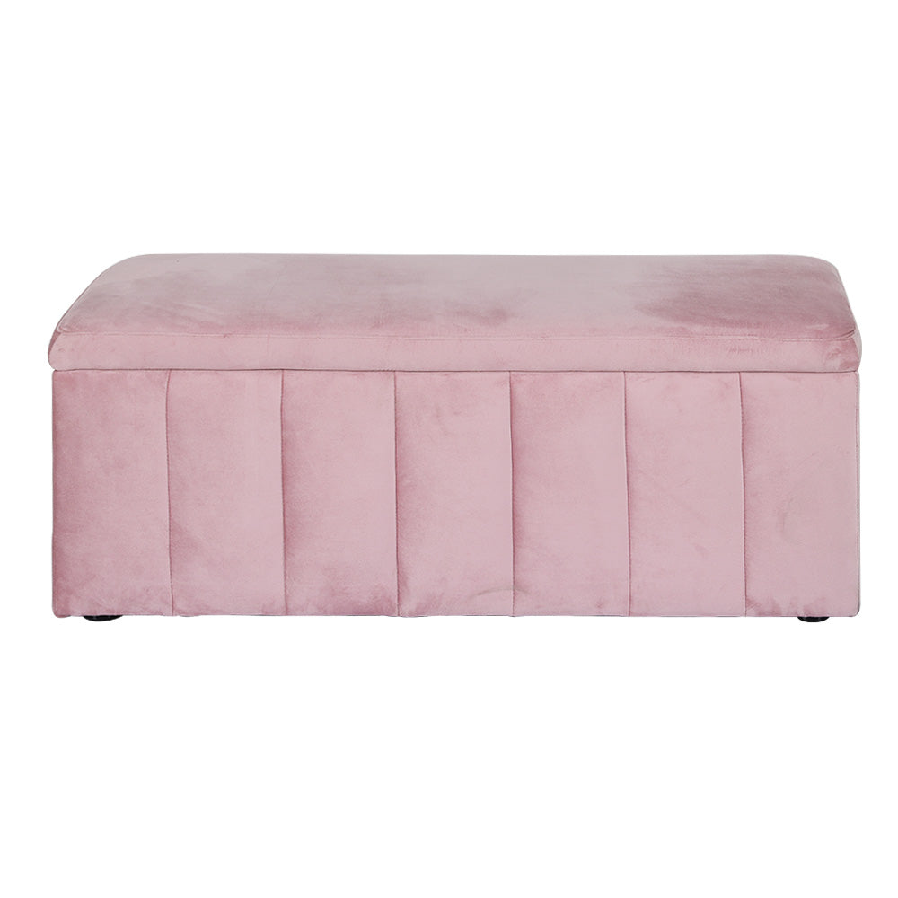 Velvet Pink Storage Ottoman