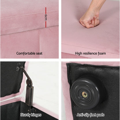 Velvet Pink Storage Ottoman