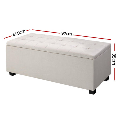 Premium Beige Linen Ottoman