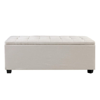 Premium Beige Linen Ottoman