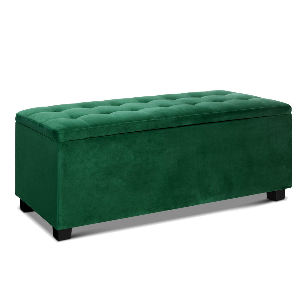 Velvet Green Storage Ottoman