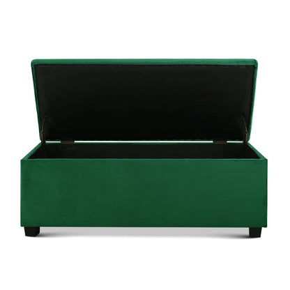 Velvet Green Storage Ottoman