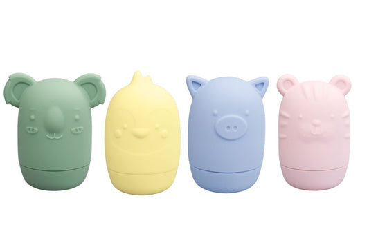 Children's Silicone Bath Pourers - Brave Beasts (Pastel)