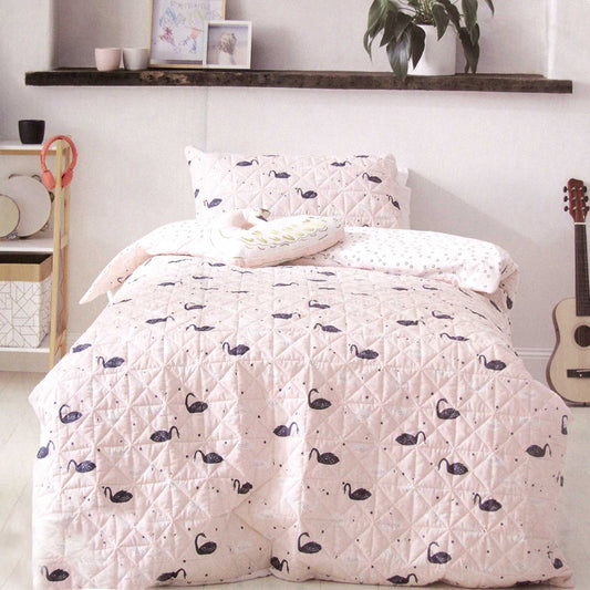 Swan Quilt Cover Set - Blush Pink