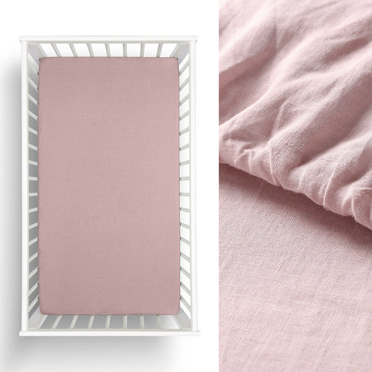 Little Gem Pale Mauve Hemp Fitted Sheet | Cot