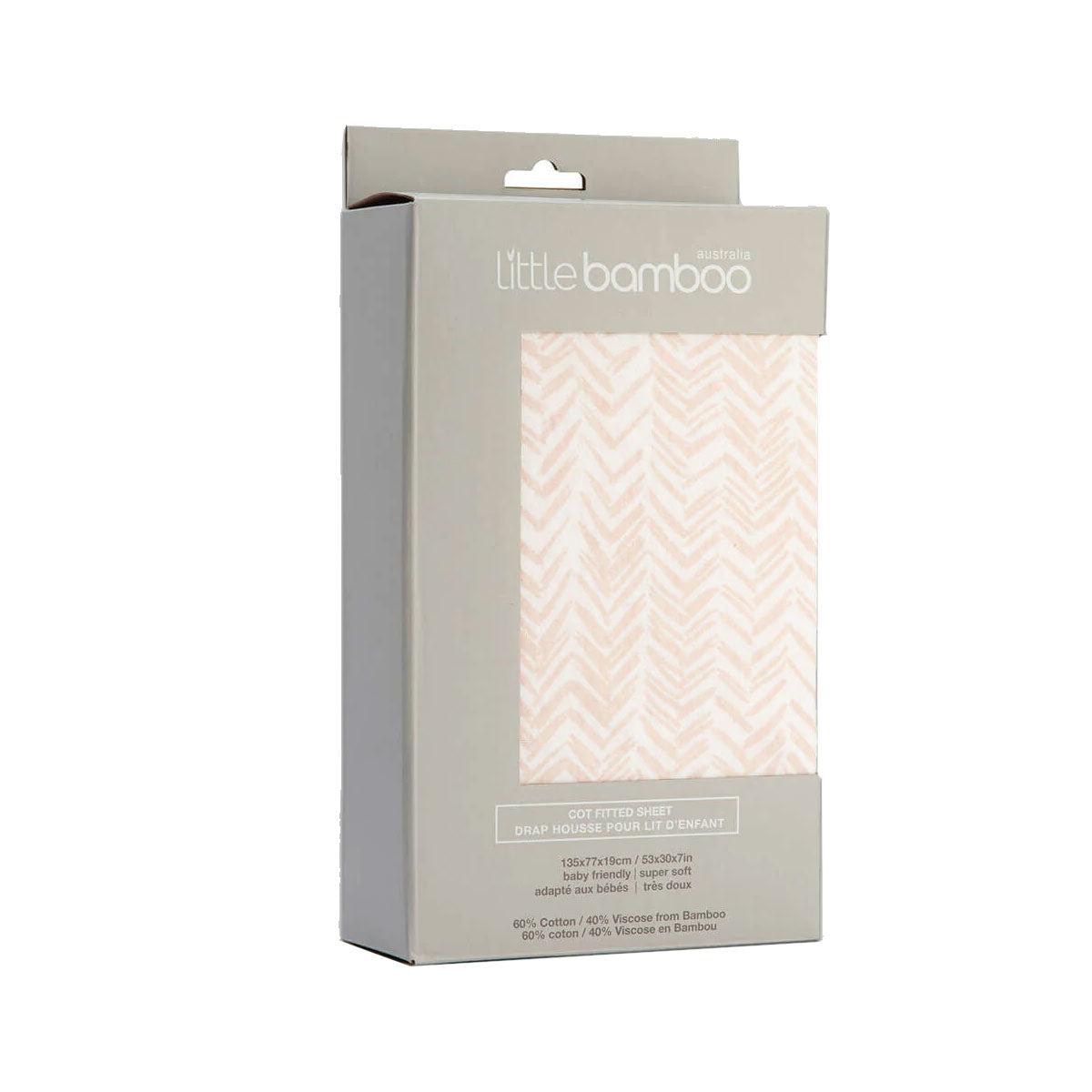 Little Bamboo Jersey Fitted Cot Sheet - Herringbone Dusty Pink