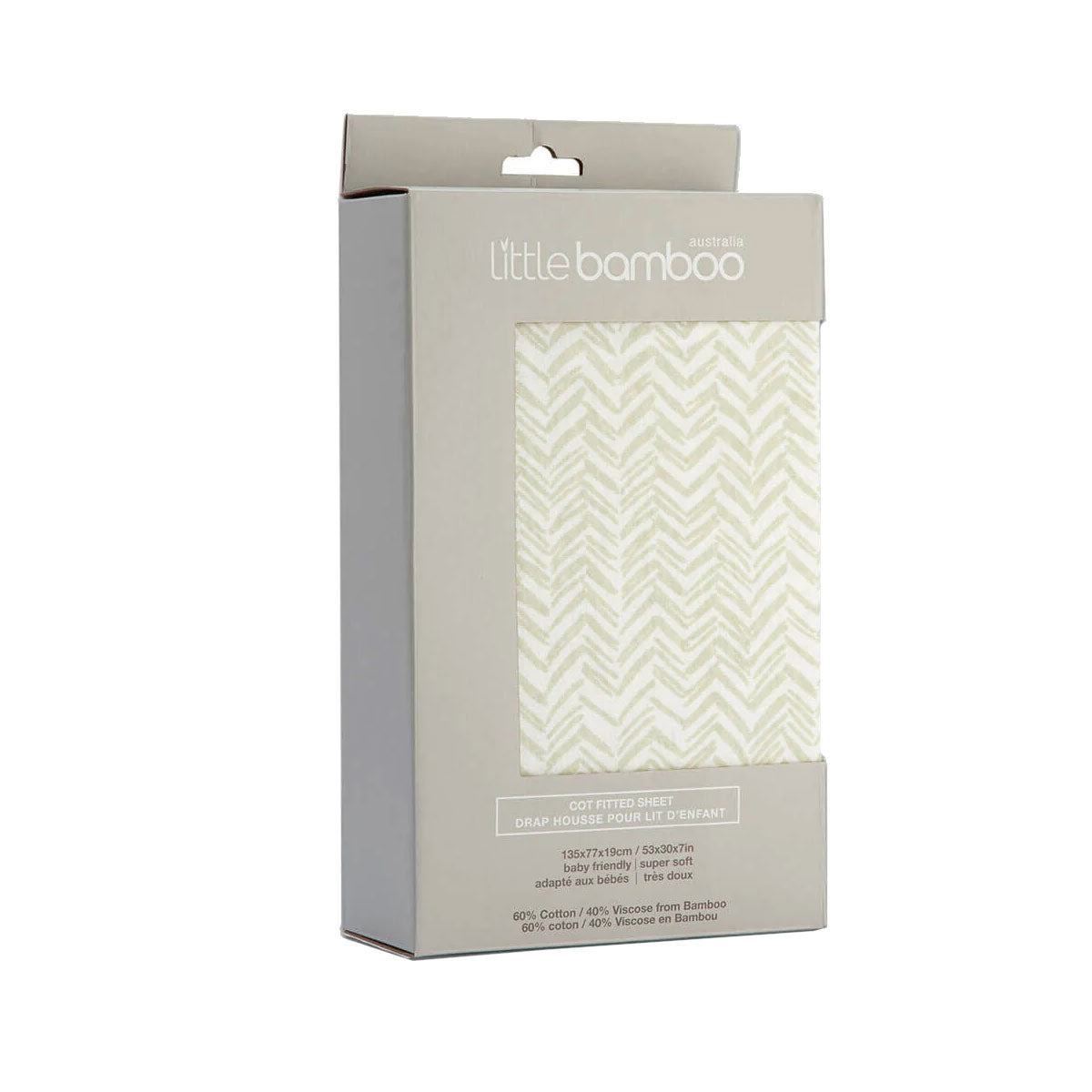 Little Bamboo Jersey Fitted Cot Sheet - Herringbone Whisper Green