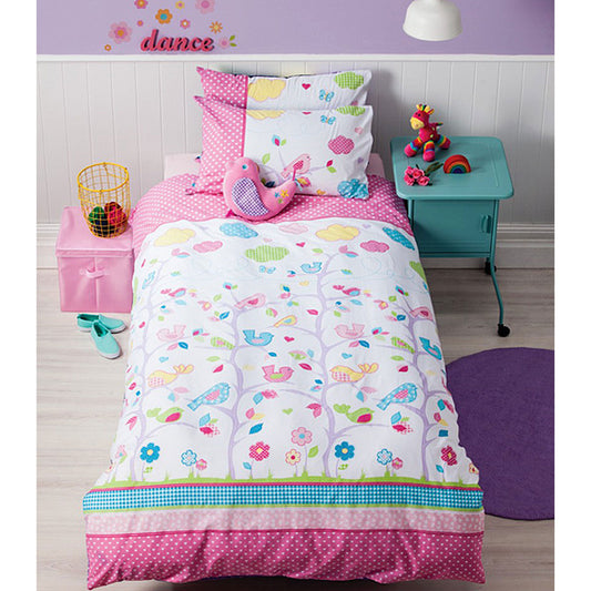 Reversible Birdie Tree Quilt Cover Set I Single