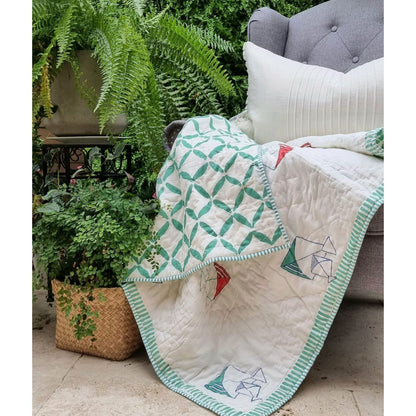 Certified Organic Cotton Baby Quilt - Pretty Kites