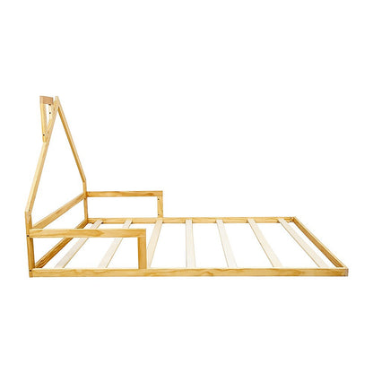 Kids Pinewood Floor House Bed Frame | Double