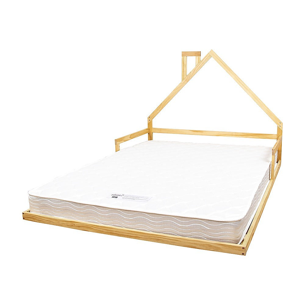 Kids Pinewood Floor House Bed Frame | Double