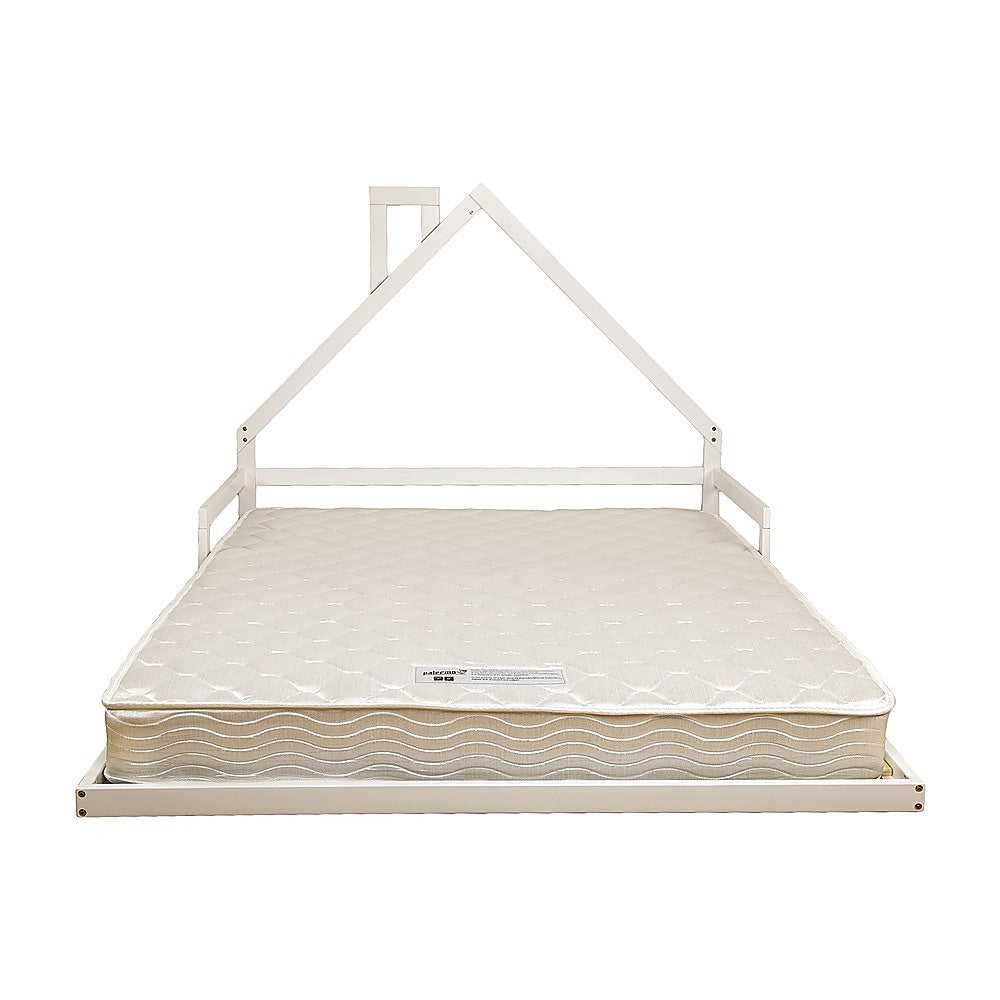 Kids White Floor House Bed Frame | Double