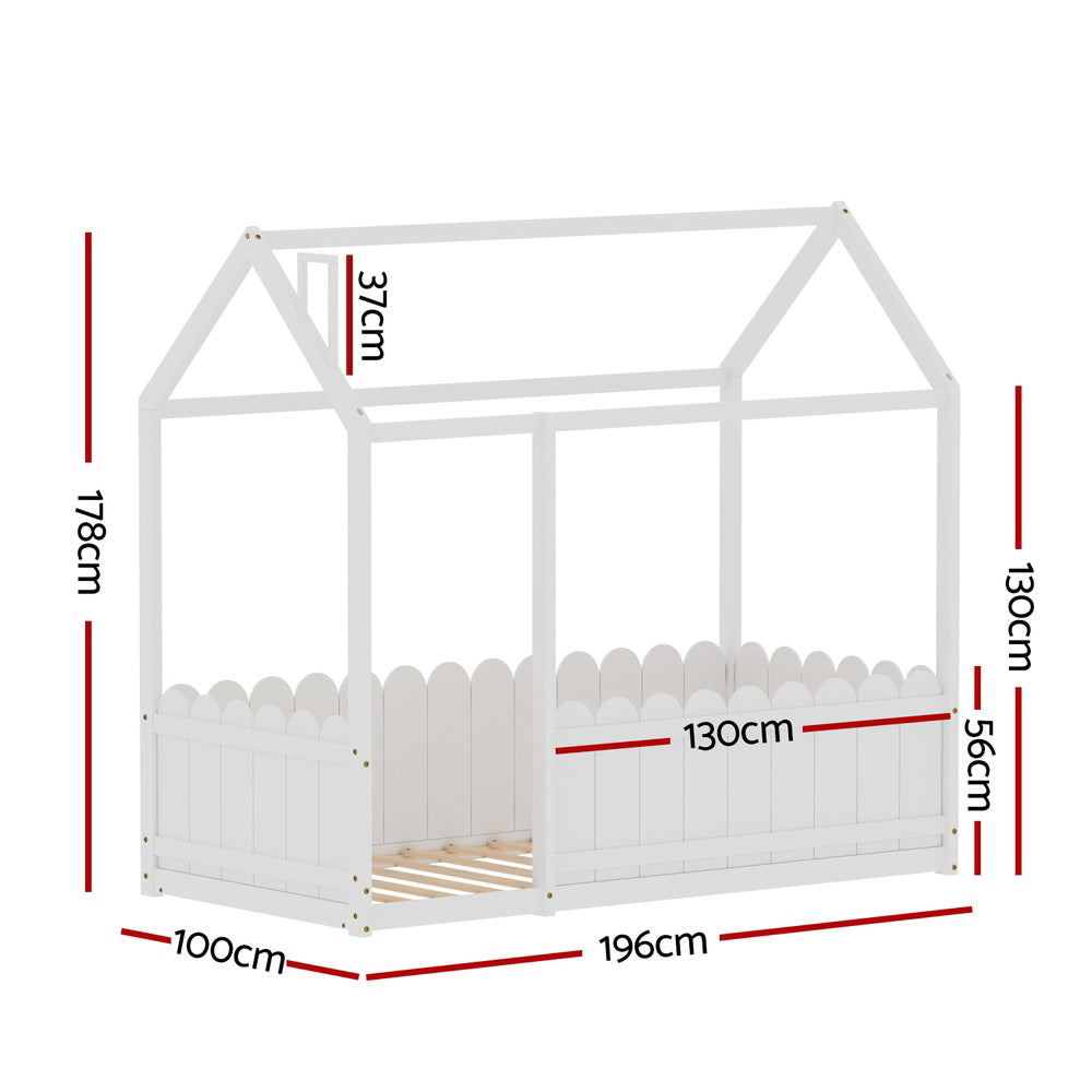 Kids White House Bed Frame - Single