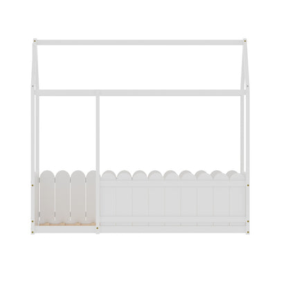 Kids White Floor House Bed Frame | Single