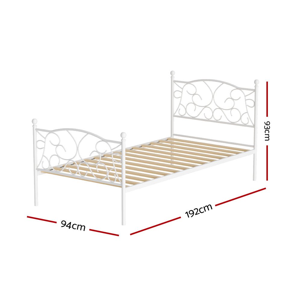 Artiss White Metal Bed Frame - Single - Daughters Room