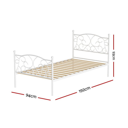 Artiss White Metal Bed Frame - Single - Daughters Room