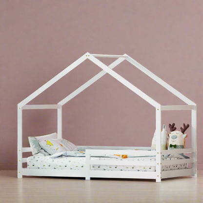 Artiss Wooden Kids House Bed Frame - White - Daughters Room