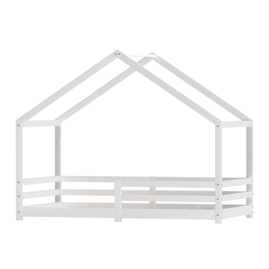 Artiss Wooden Kids House Bed Frame - White - Daughters Room