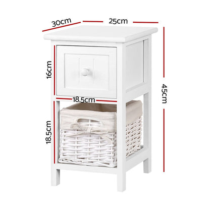 Bedside Table Set (x2) with Storage Basket - Daughters Room