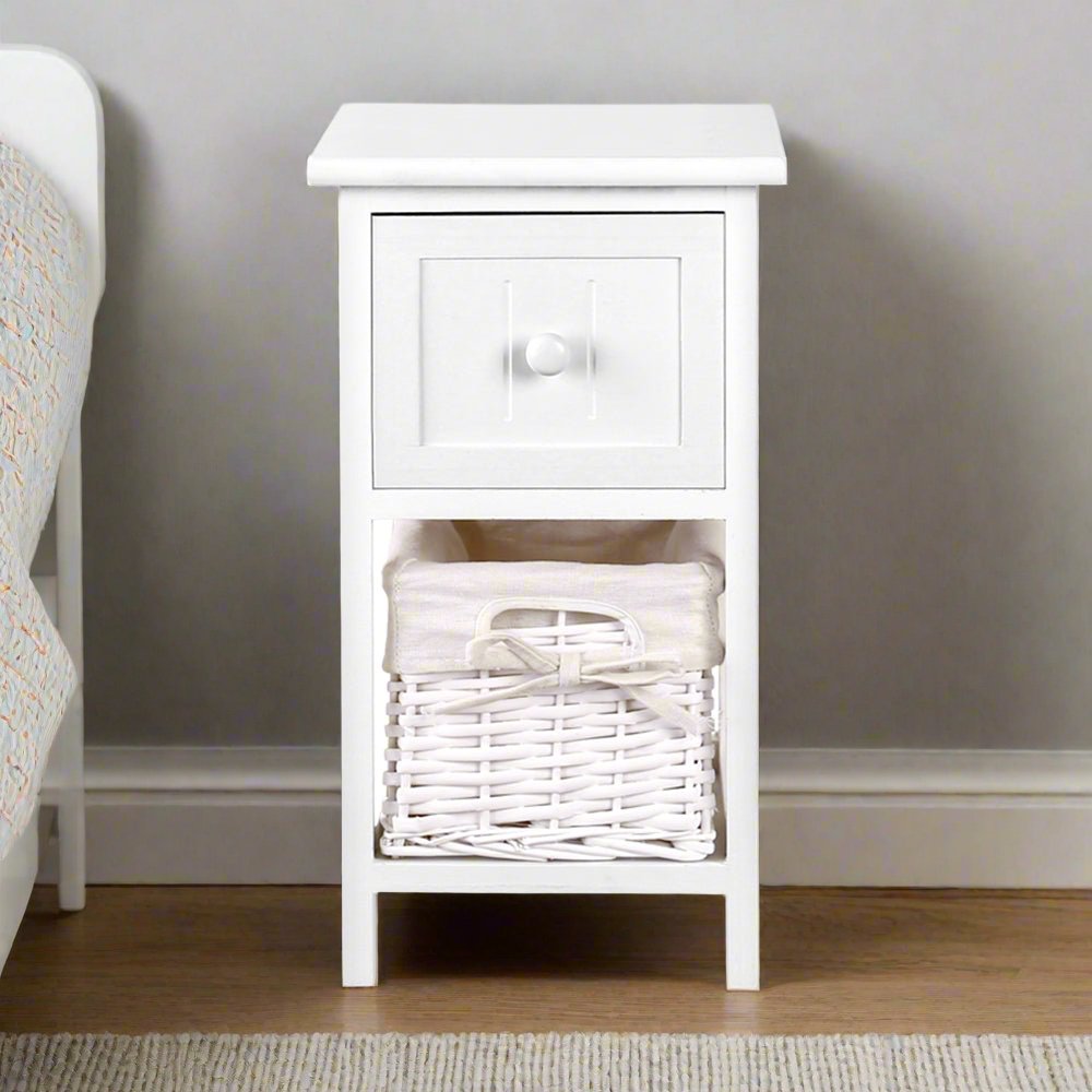 Bedside Table Set (x2) with Storage Basket - Daughters Room