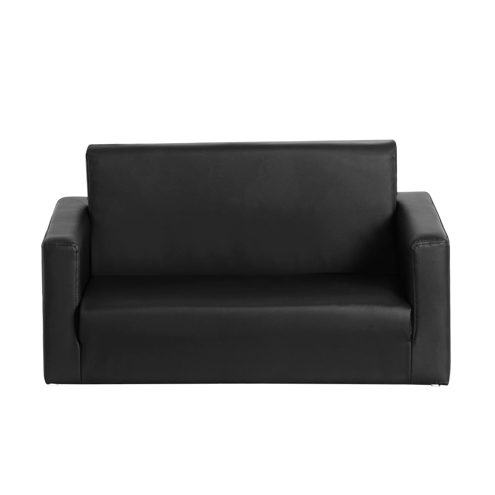 Black Leather Flip Out Couch - Daughters Room