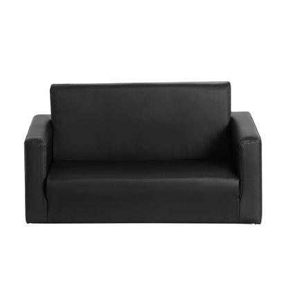 Black Leather Flip Out Couch - Daughters Room