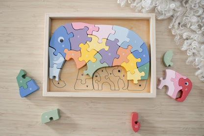 Wooden Elephant A-Z Chunky Jigsaw Puzzle