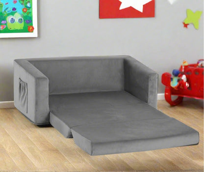 Grey Fabric Flip Out Couch - Daughters Room